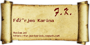 Fürjes Karina névjegykártya
